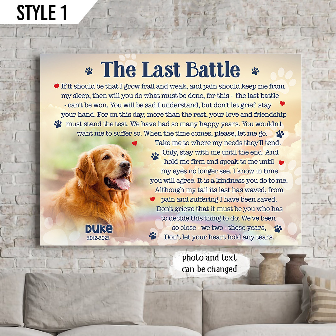 Custom Canvas Print | The Last Battle Dog Poem | Personalized Dog Memorial Gift With Dog Picture